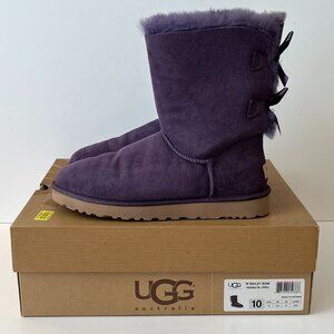 UGG Purple Suede Shearling Bailey Bow Boots Women's US Size 10 EUR 41 New in Box